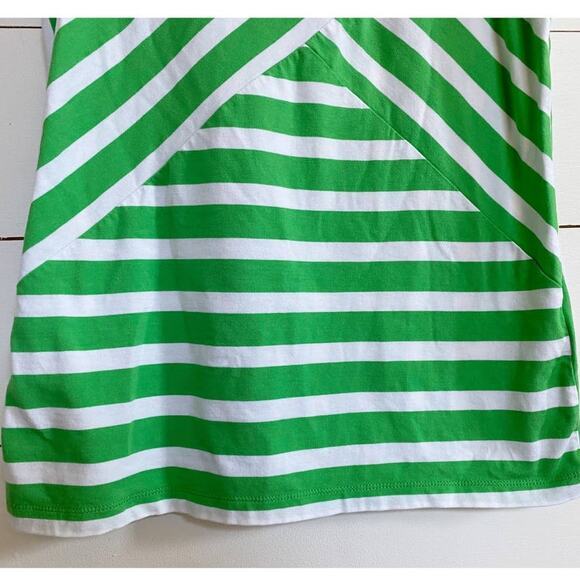 Susan Graver Weekend Green and White Asymmetrical Striped Tank Top S - Picture 11 of 12